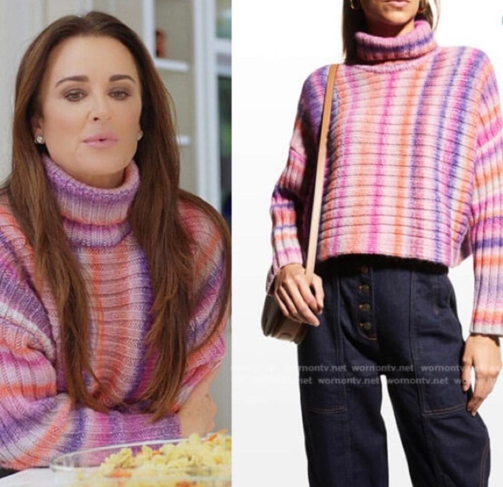 Cinq a Sept Ombre Turtleneck Sweater Cropped